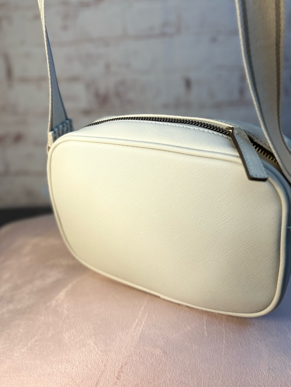 U.S. Polo Assn. Cream Saffiano Crossbody Bag with Wide Strap - Picture 9 of 16